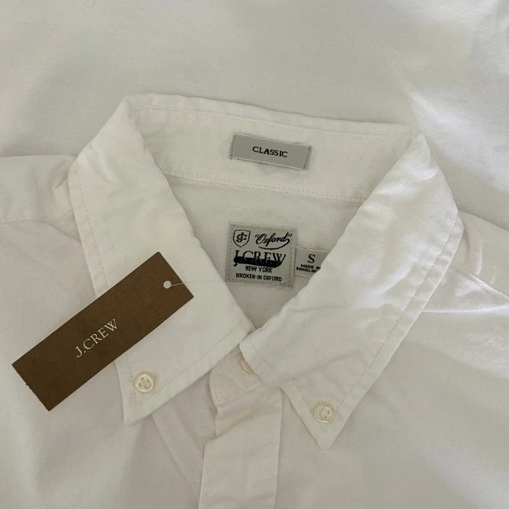 NWT!!‎ Men's J. CREW Short Sleeve Broken-In Organic Cotton Oxford Shirt White S